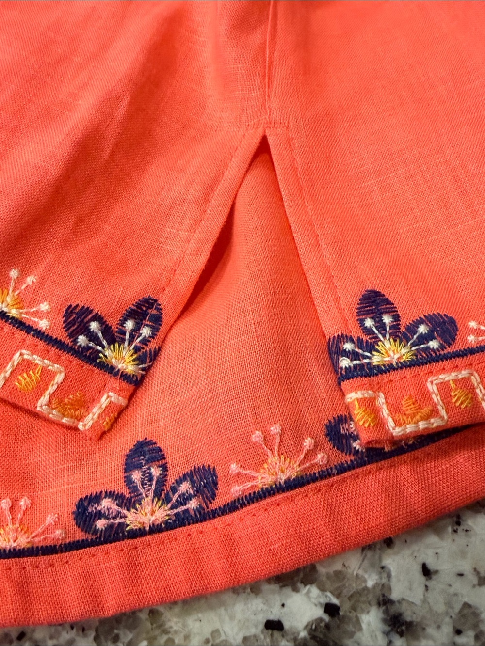 John Mark Coral Embroidered Floral Tunic - Picture 7 of 10